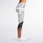 Black And White Yin Yang Mandala Print Women's Capri Leggings