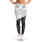 Black And White Yin Yang Mandala Print Women's Leggings