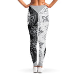 Black And White Yin Yang Mandala Print Women's Leggings