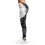 Black And White Yin Yang Mandala Print Women's Leggings