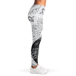 Black And White Yin Yang Mandala Print Women's Leggings