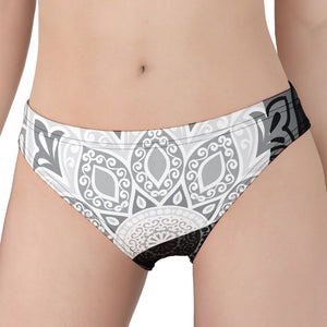 Black And White Yin Yang Mandala Print Women's Panties