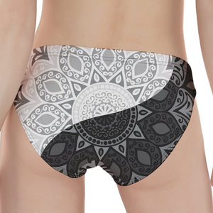 Black And White Yin Yang Mandala Print Women's Panties