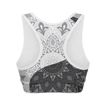 Black And White Yin Yang Mandala Print Women's Sports Bra