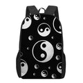 Black And White Yin Yang Pattern Print 17 Inch Backpack