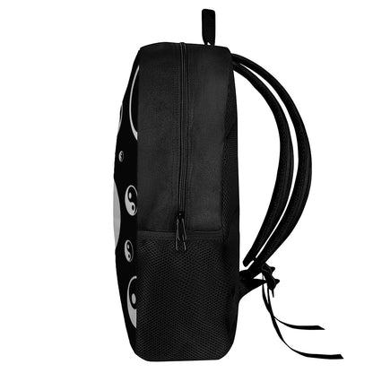 Black And White Yin Yang Pattern Print 17 Inch Backpack