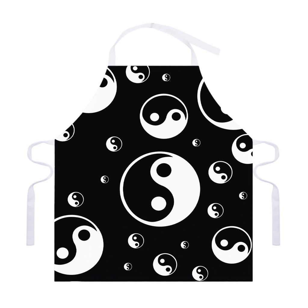 Black And White Yin Yang Pattern Print Adjustable Apron