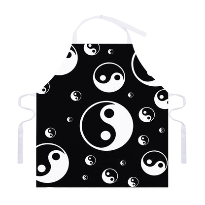 Black And White Yin Yang Pattern Print Adjustable Apron