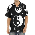 Black And White Yin Yang Pattern Print Aloha Shirt