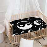 Black And White Yin Yang Pattern Print Baby Crib Sheet