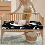 Black And White Yin Yang Pattern Print Baby Crib Sheet