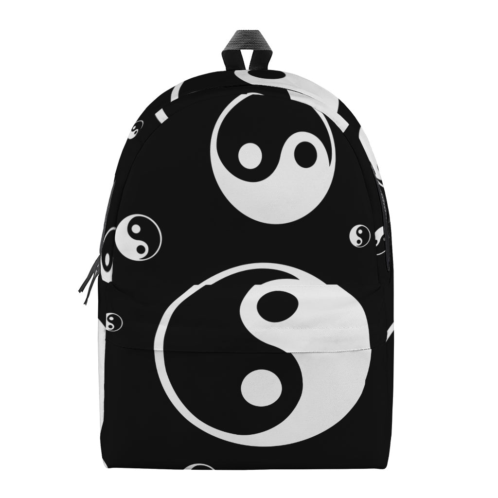Black And White Yin Yang Pattern Print Backpack