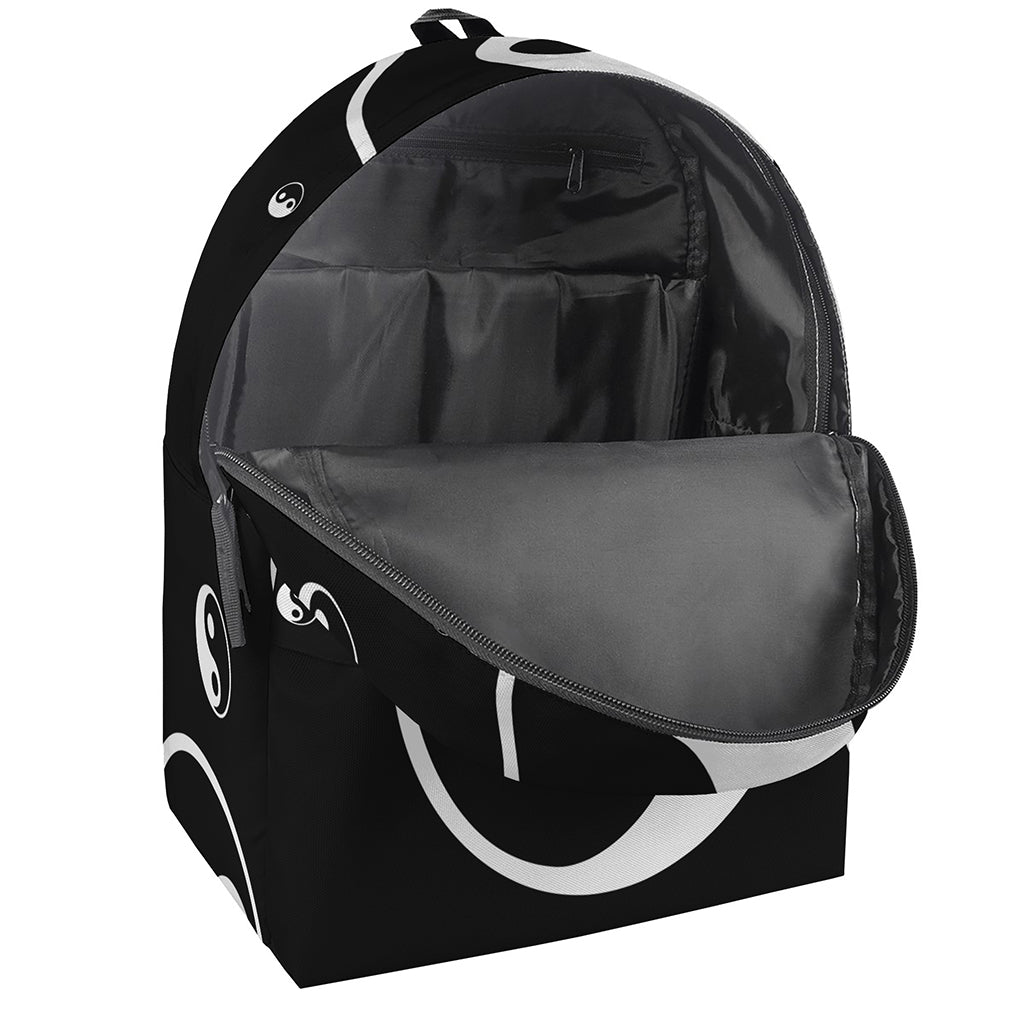 Black And White Yin Yang Pattern Print Backpack
