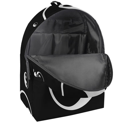 Black And White Yin Yang Pattern Print Backpack