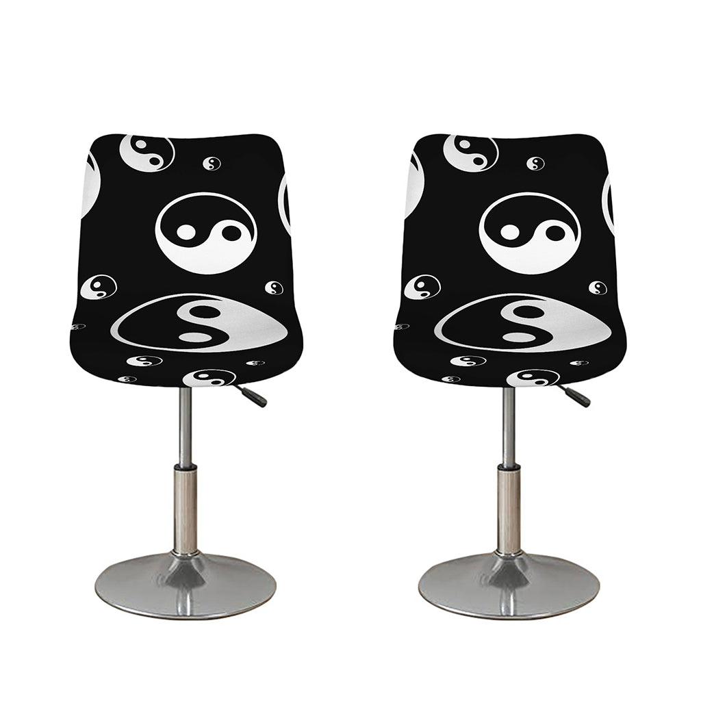 Black And White Yin Yang Pattern Print Bar Stool Covers