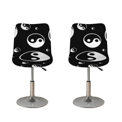 Black And White Yin Yang Pattern Print Bar Stool Covers
