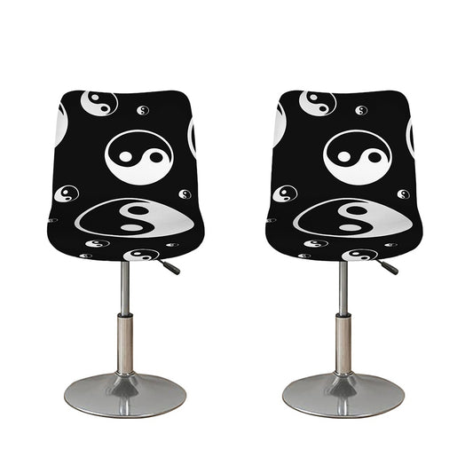 Black And White Yin Yang Pattern Print Bar Stool Covers
