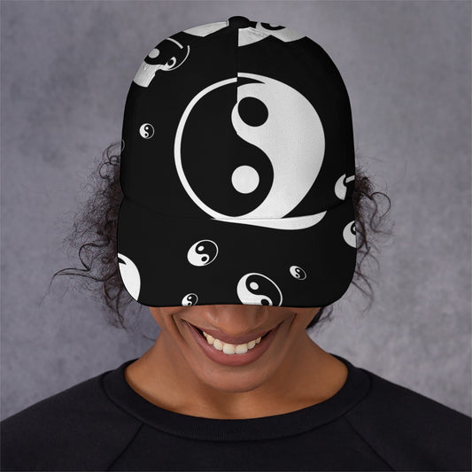 Black And White Yin Yang Pattern Print Baseball Cap