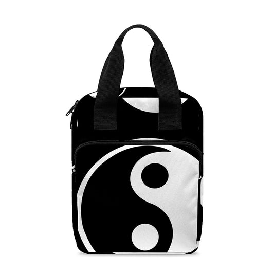 Black And White Yin Yang Pattern Print Bible Tote Bag