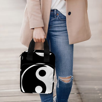 Black And White Yin Yang Pattern Print Bible Tote Bag