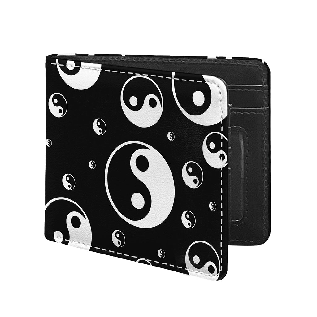 Black And White Yin Yang Pattern Print Bifold Wallet