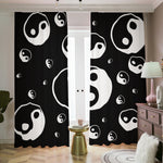 Black And White Yin Yang Pattern Print Blackout Pencil Pleat Curtains