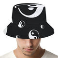 Black And White Yin Yang Pattern Print Bucket Hat