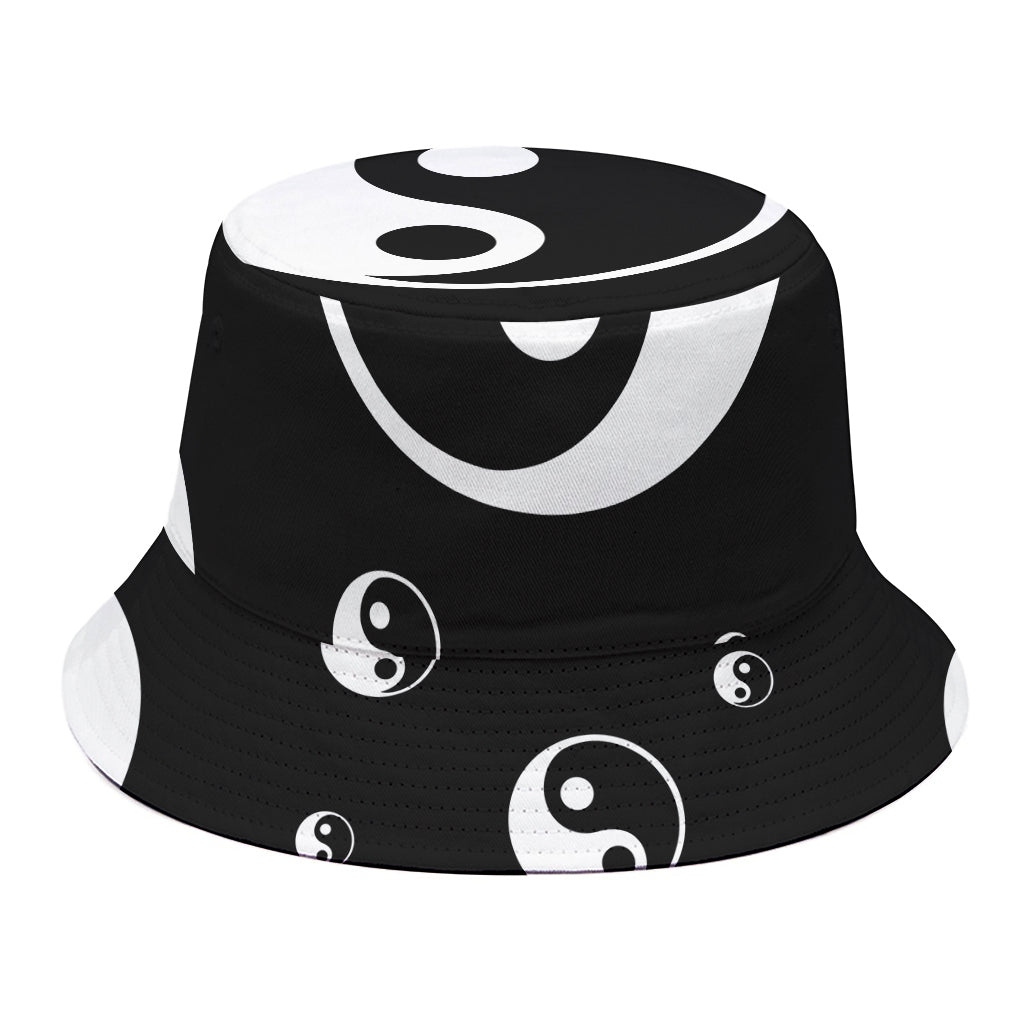 Black And White Yin Yang Pattern Print Bucket Hat
