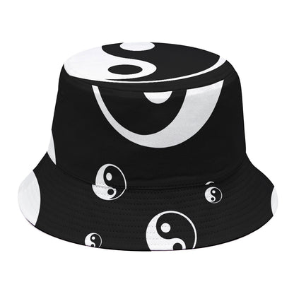 Black And White Yin Yang Pattern Print Bucket Hat
