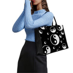 Black And White Yin Yang Pattern Print Canvas Tote Bag
