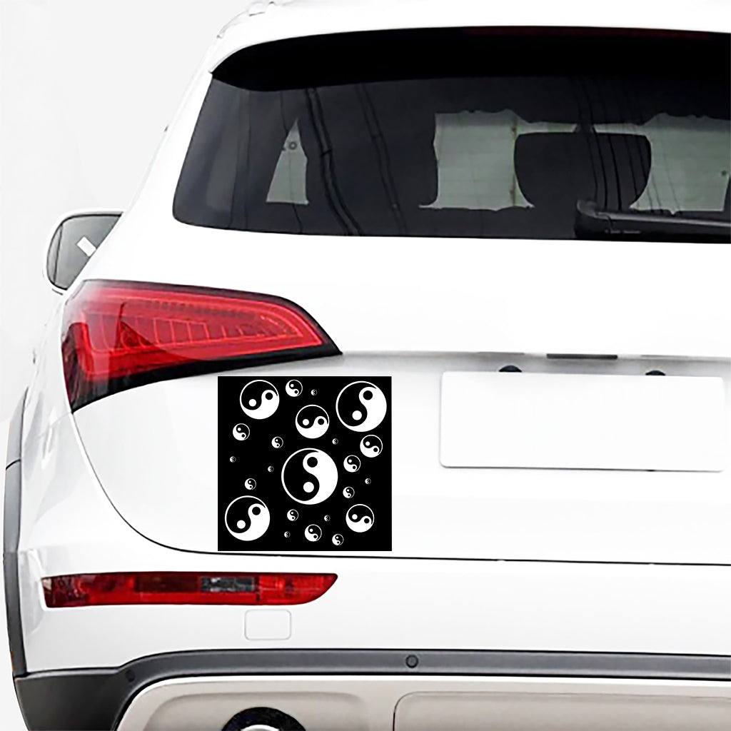 Black And White Yin Yang Pattern Print Car Sticker