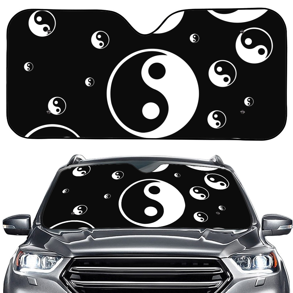 Black And White Yin Yang Pattern Print Car Windshield Sun Shade