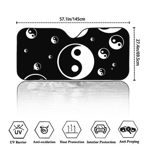 Black And White Yin Yang Pattern Print Car Windshield Sun Shade