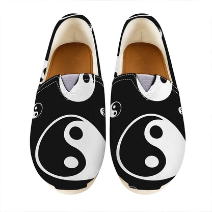 Black And White Yin Yang Pattern Print Casual Shoes
