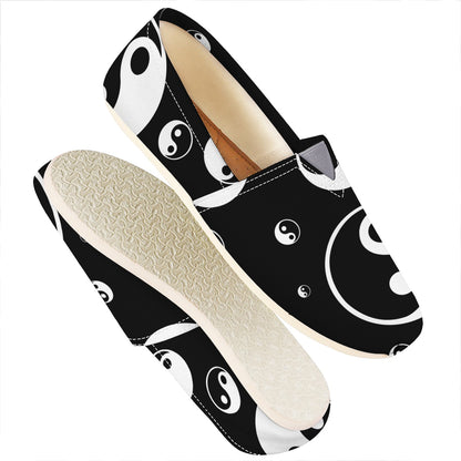 Black And White Yin Yang Pattern Print Casual Shoes
