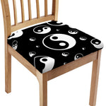 Black And White Yin Yang Pattern Print Chair Cushion Cover