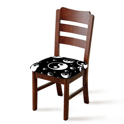 Black And White Yin Yang Pattern Print Chair Cushion Cover