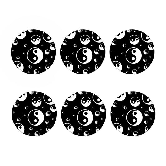 Black And White Yin Yang Pattern Print Coaster Set