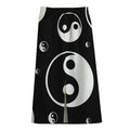 Black And White Yin Yang Pattern Print Cotton Front Slit Maxi Skirt