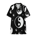 Black And White Yin Yang Pattern Print Cotton Hawaiian Shirt