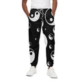 Black And White Yin Yang Pattern Print Cotton Sweatpants
