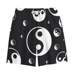 Black And White Yin Yang Pattern Print Cotton Shorts