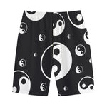 Black And White Yin Yang Pattern Print Cotton Shorts