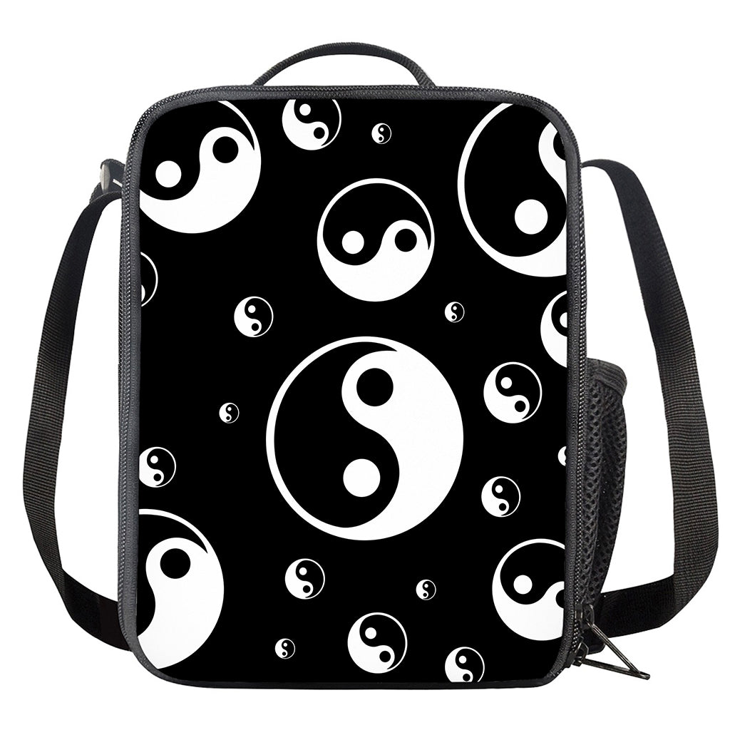 Black And White Yin Yang Pattern Print Crossbody Lunch Bag