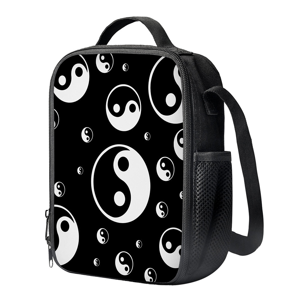 Black And White Yin Yang Pattern Print Crossbody Lunch Bag