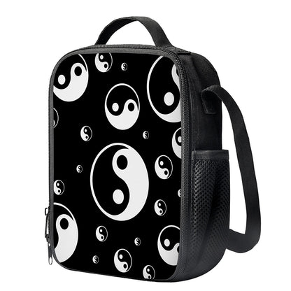 Black And White Yin Yang Pattern Print Crossbody Lunch Bag