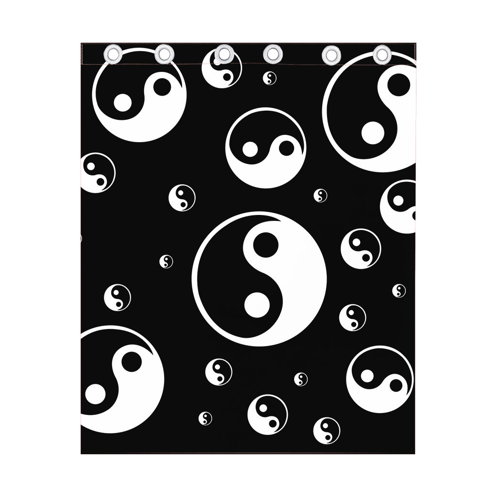 Black And White Yin Yang Pattern Print Curtain