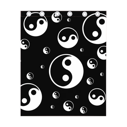 Black And White Yin Yang Pattern Print Curtain