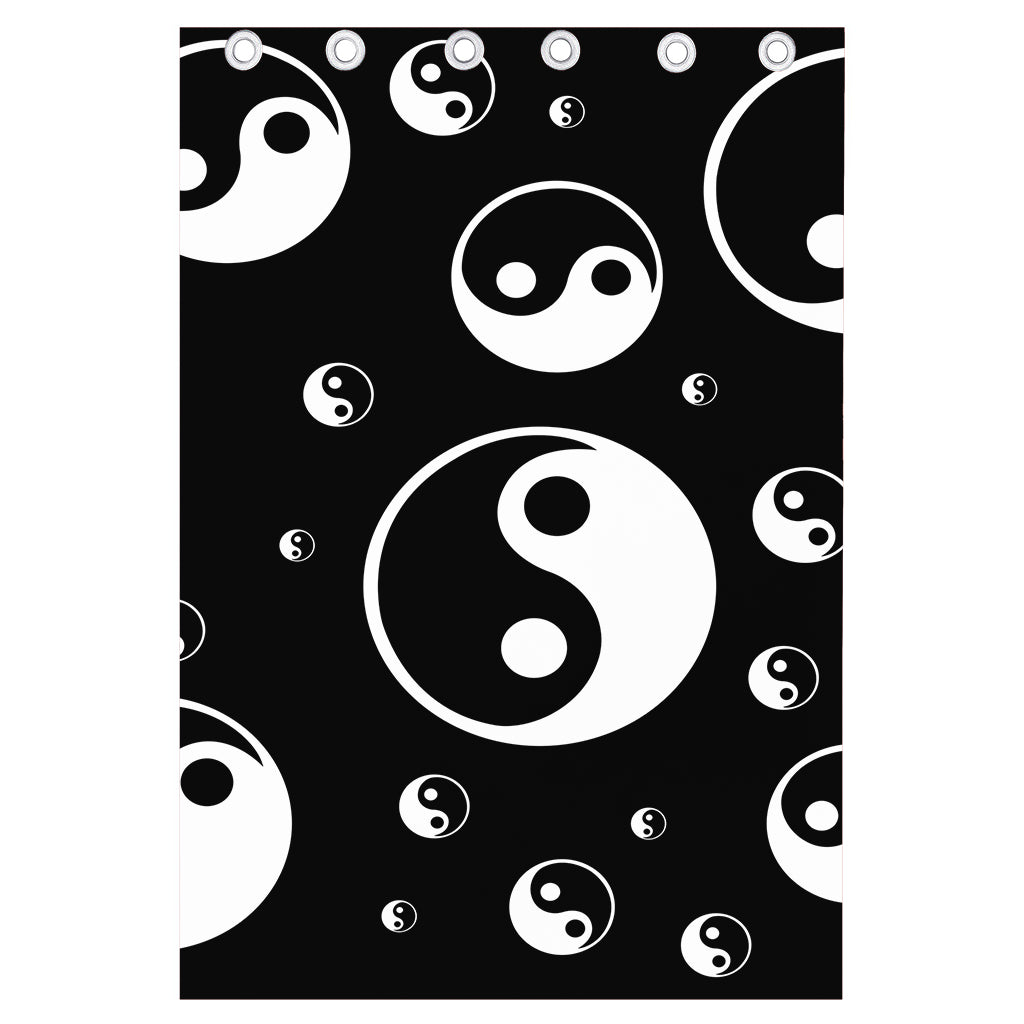 Black And White Yin Yang Pattern Print Curtain