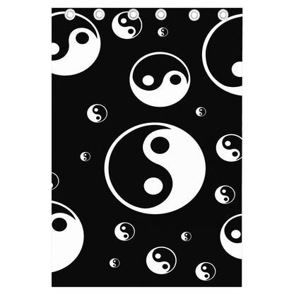 Black And White Yin Yang Pattern Print Curtain